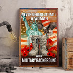 Veteran Custom Poster Never Underestima A Woman With Military Background Personalized Gift