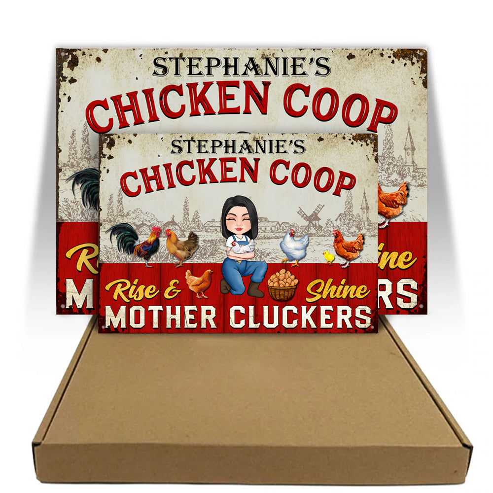 Chicken Coop Custom Metal Sign Rise And Shine Mother Cluckers Personalized Gift