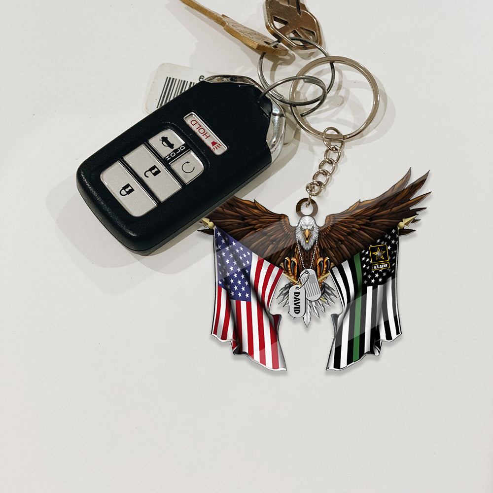 Veteran Custom Keychain Eagle Flag Personalized Gift