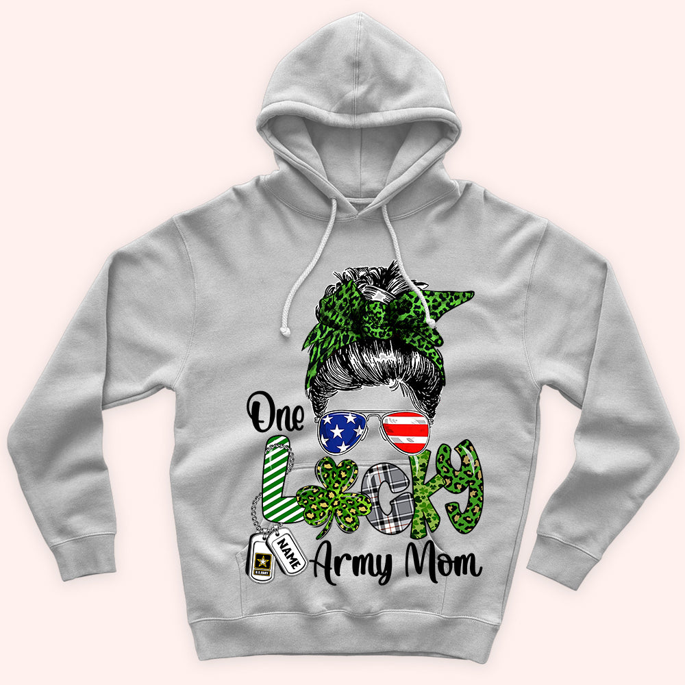 Military Custom Shirt One Lucky Army Mom Personalized Gift