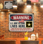 Veteran Custom Metal Sign U.S Military Veteran Lives Here Personalized Gift