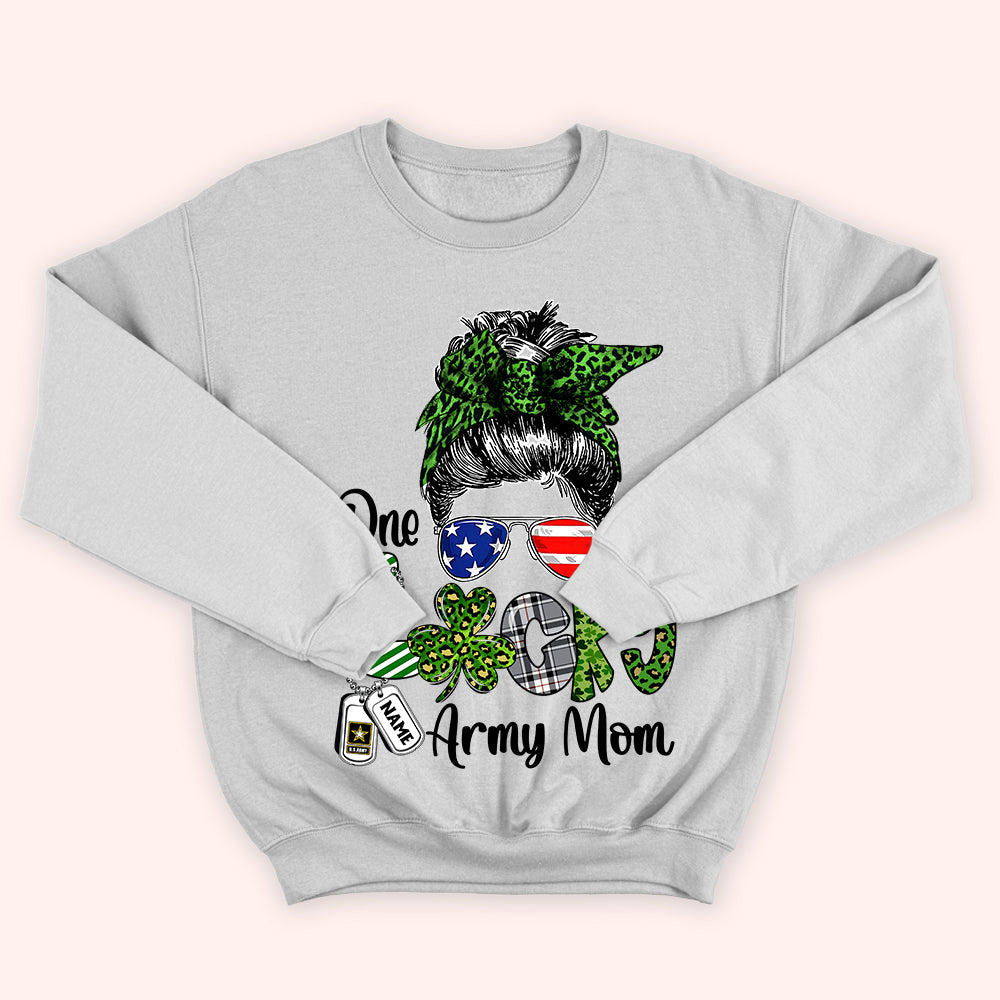 Military Custom Shirt One Lucky Army Mom Personalized Gift