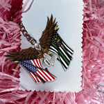 Veteran Custom Keychain Eagle Flag Personalized Gift