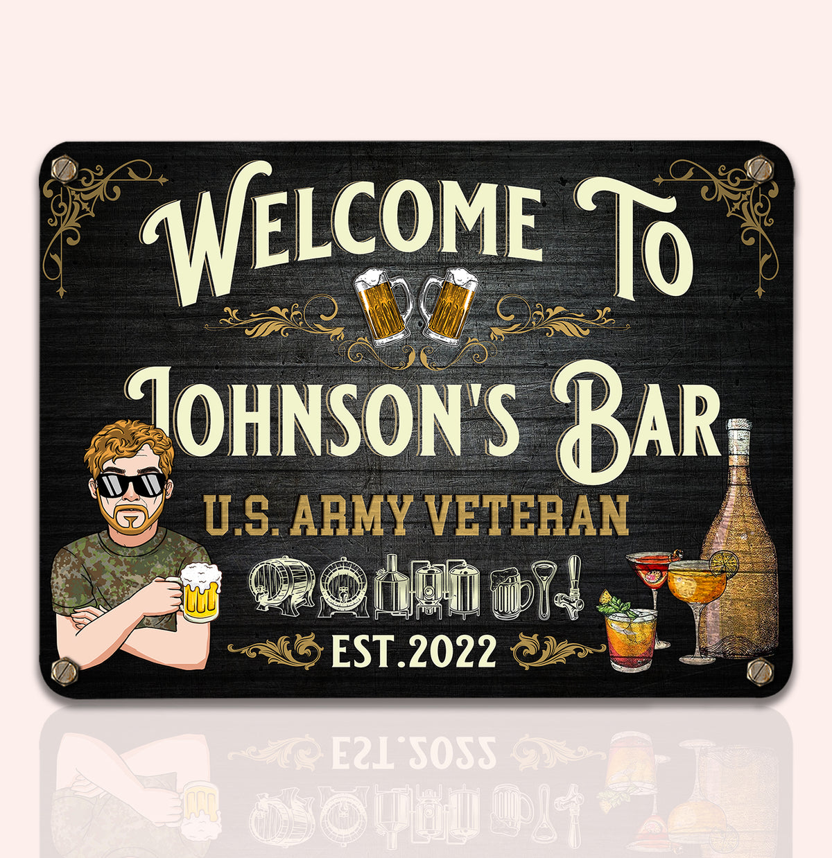 Veteran Custom Metal Sign Welcome To My Bar Personalized Gift