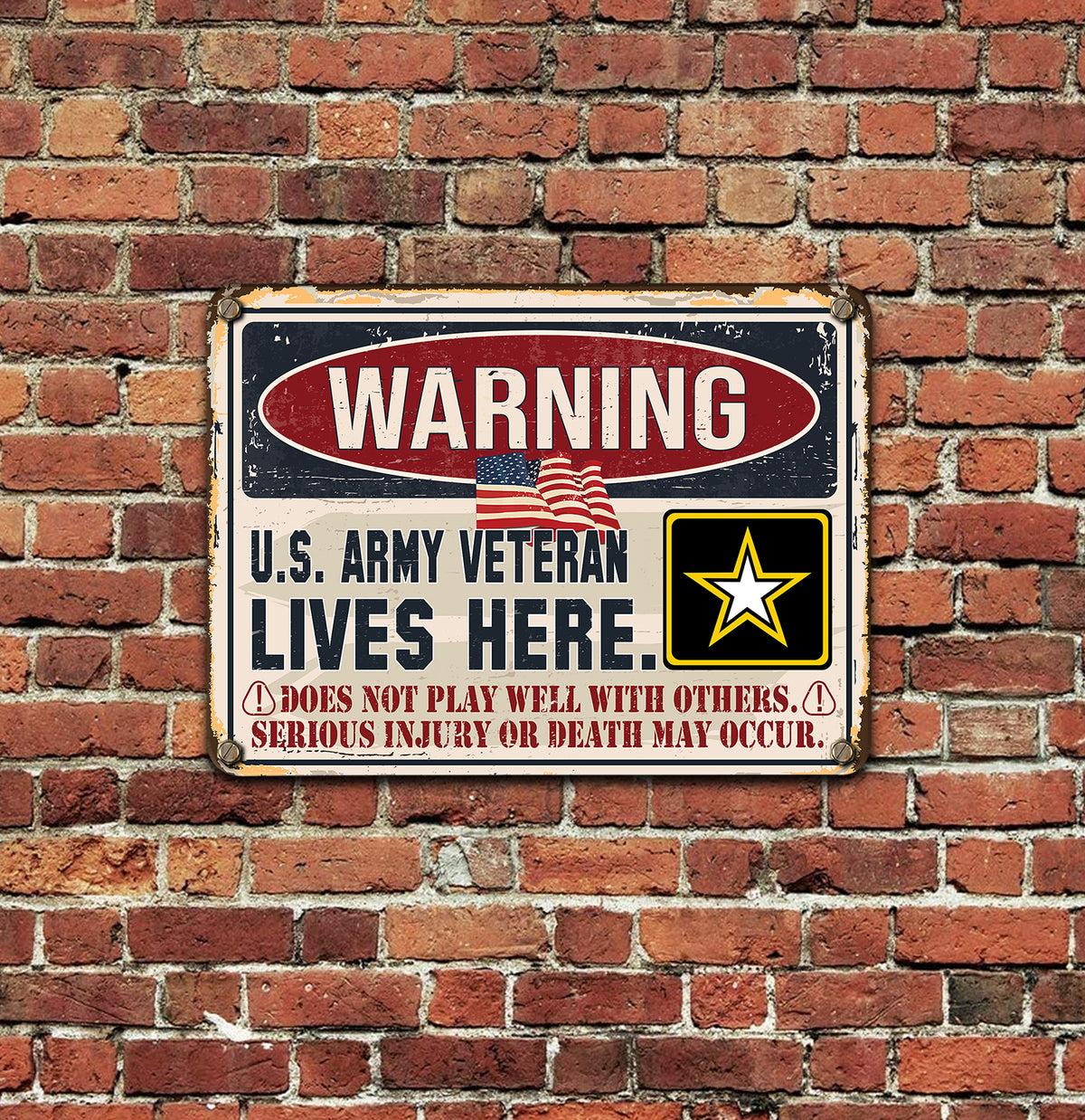 Veteran Custom Metal Sign U.S Military Veteran Lives Here Personalized Gift