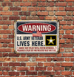 Veteran Custom Metal Sign U.S Military Veteran Lives Here Personalized Gift