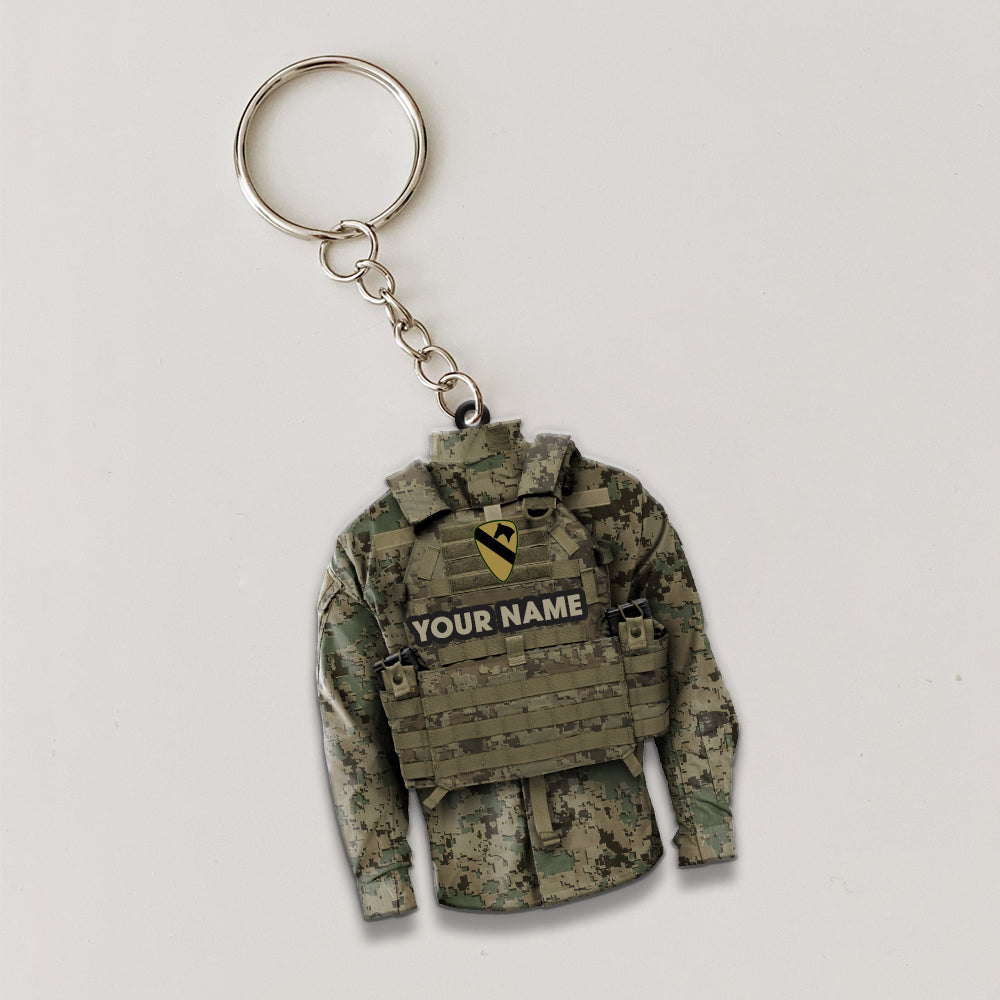 Army Veteran Custom Keychain Division and Name Personalized Gift