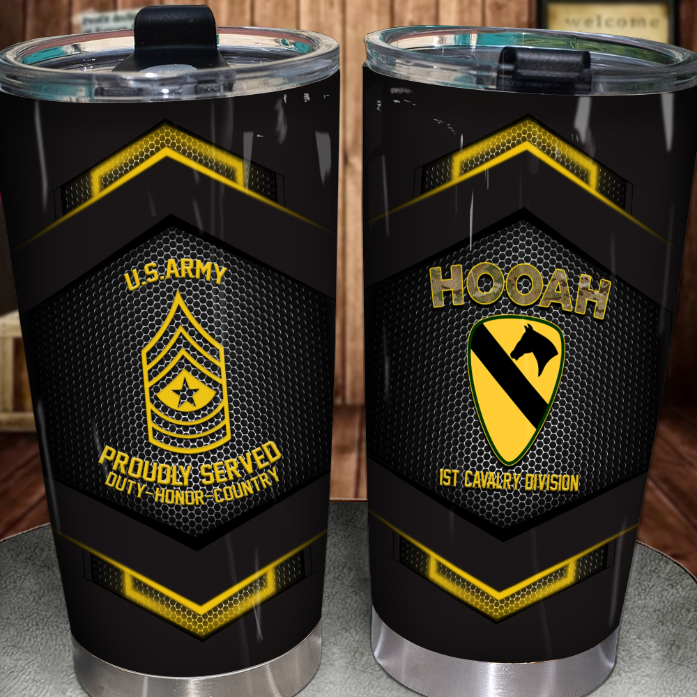 Army Veteran Custom Tumbler Proudly Served Hooah Personalized Gift