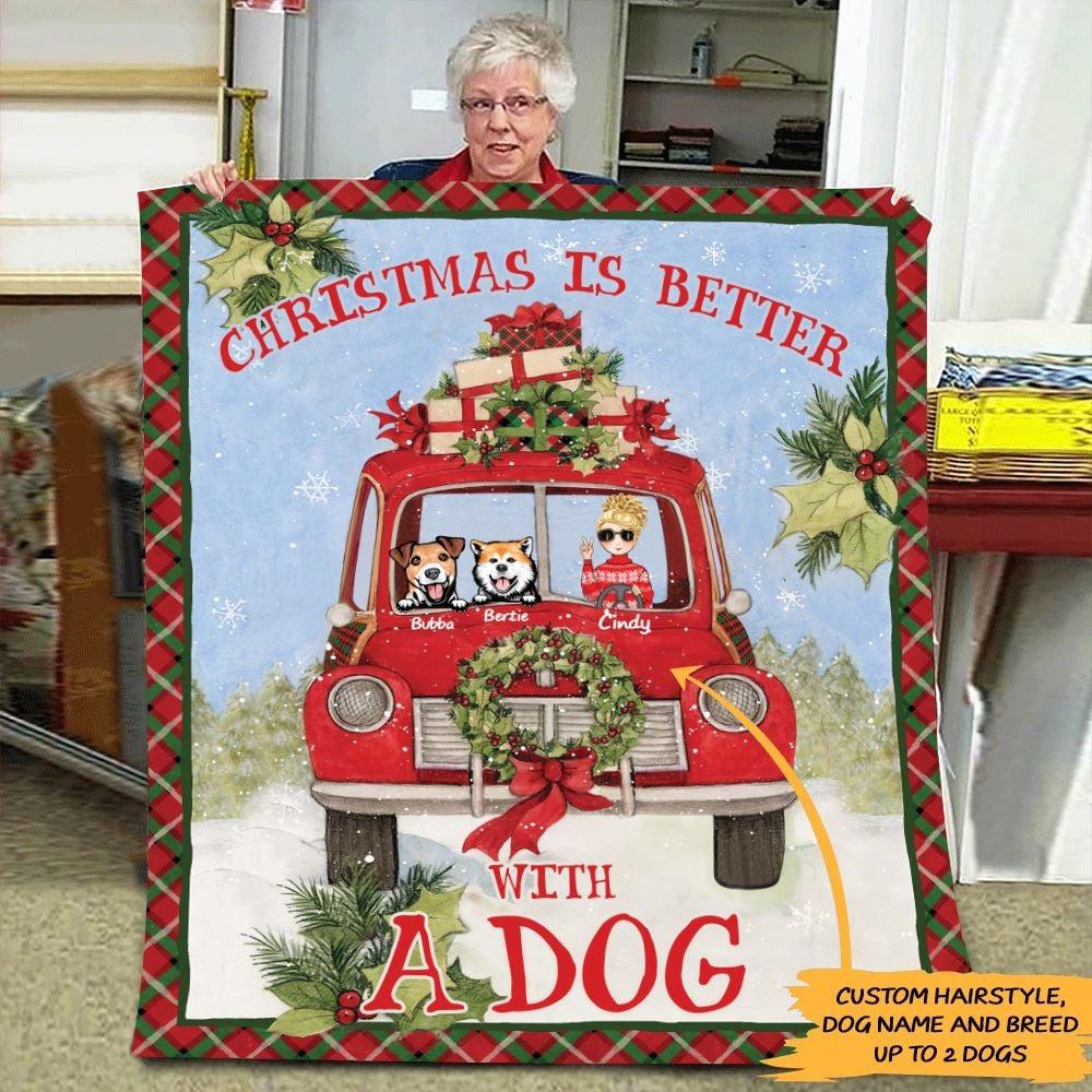 Dog Blanket Personalized Christmas Is Better With Dogs - PERSONAL84