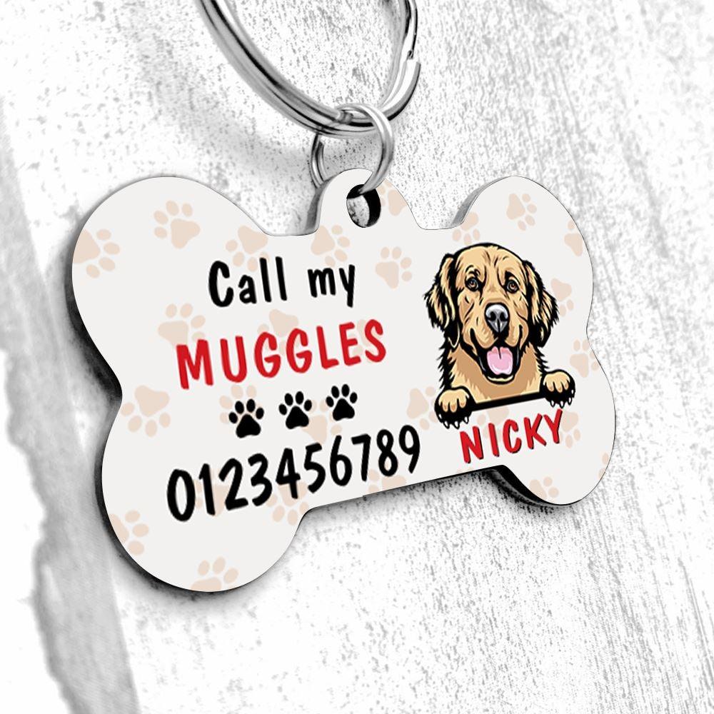 Dog Bone Pet Tag Personalized Name And Breed Call My Muggles - PERSONAL84