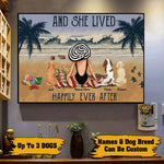 Dog Book Beach Custom Poster And She Lived Happily Ever After Personalized Gift - PERSONAL84