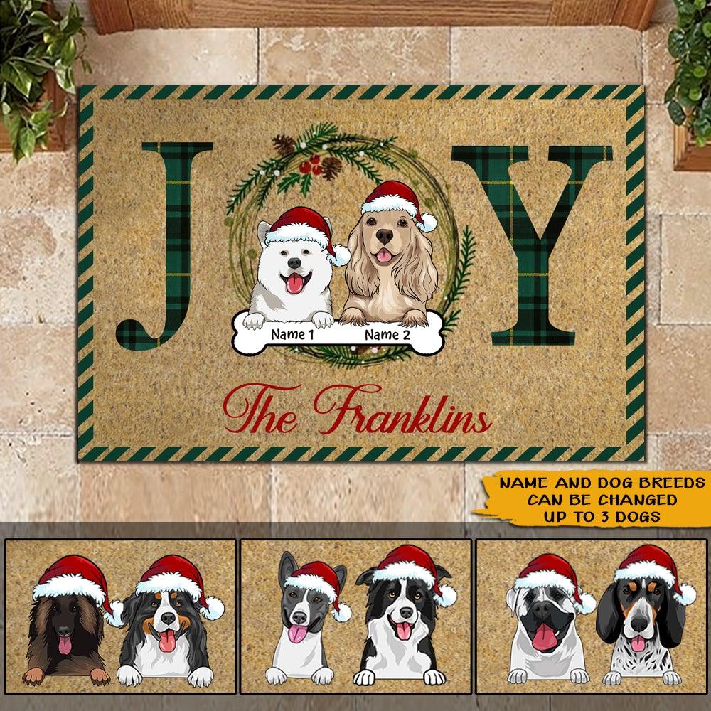 Dog Christmas Custom Doormat Joy Personalized Gift Dog Lover - PERSONAL84
