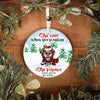Dog Circle Ornament Personalized Name and Breed Dog He Sees When You&#39;re Eating - PERSONAL84