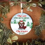 Dog Circle Ornament Personalized Name and Breed Dog He Sees When You're Eating - PERSONAL84