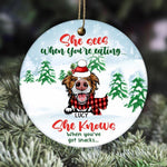 Dog Circle Ornament Personalized Name and Breed Dog He Sees When You're Eating - PERSONAL84