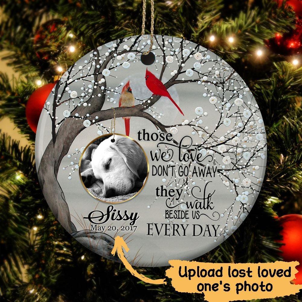 Dog Circle Ornament Personalized Photo And Name Those We Love Walk Beside Us - PERSONAL84