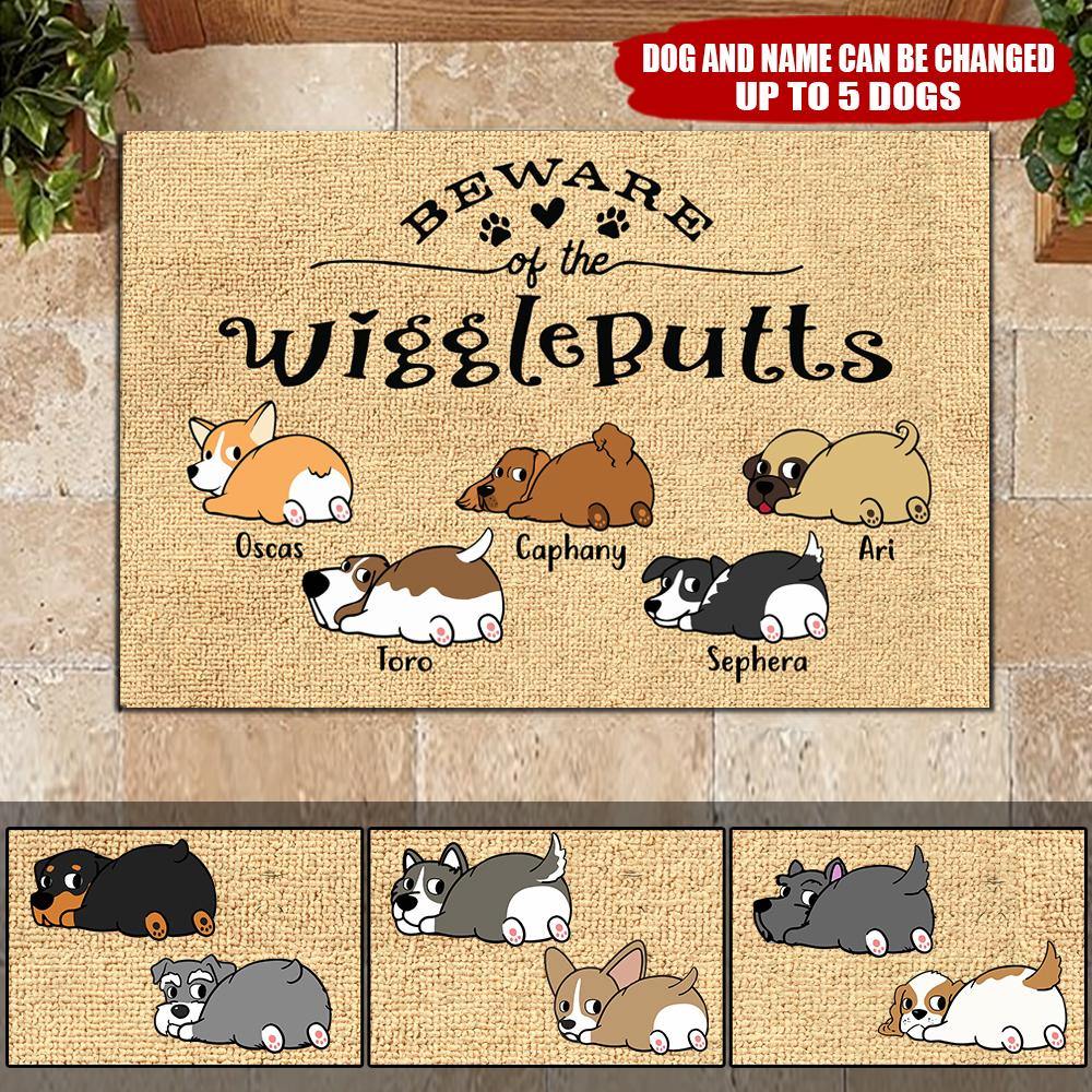 Dog Custom Doormat Beware Of The Wiggle Butts Personalized Gift - PERSONAL84