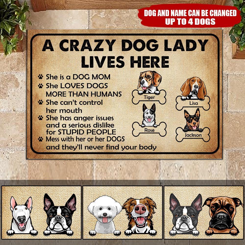 Dog Custom Doormat Crazy Dog Lady Lives Here Personalized Gift - PERSONAL84