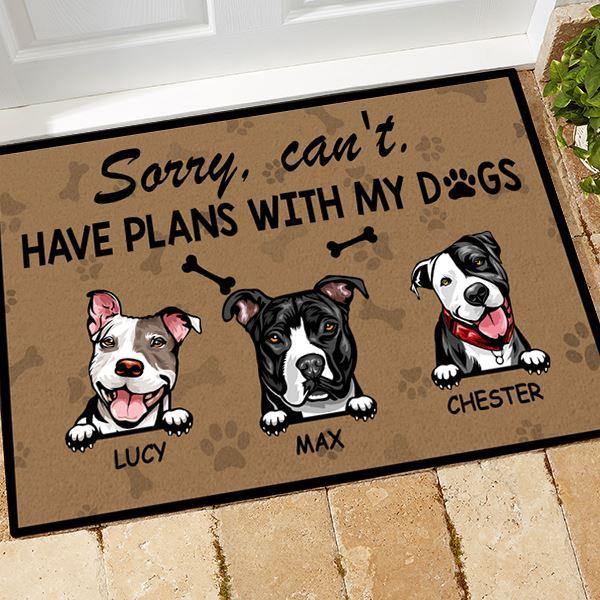 Dog Custom Doormat Sorry I can't I have Plans - PERSONAL84