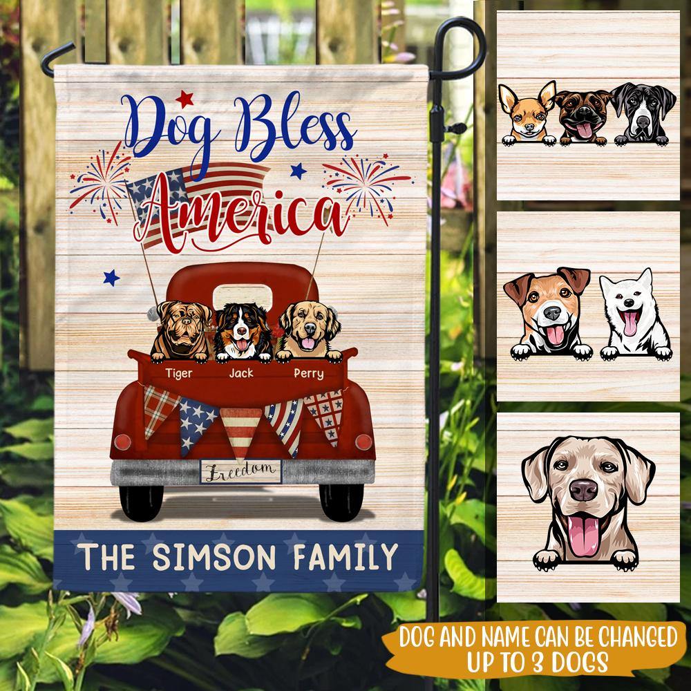 Dog Custom Garden Flag Dog Bless America Personalized Gift - PERSONAL84