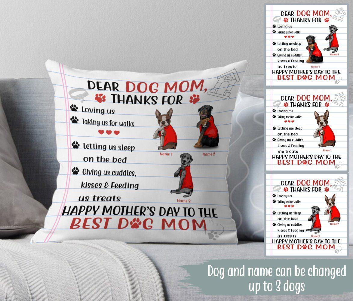 Happy Mother's Day Best Dog Mom, Personalized Pillows, Custom Gift for Dog  Lovers