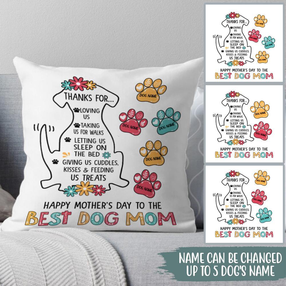 Happy Mother's Day Best Dog Mom, Personalized Pillows, Custom Gift for Dog  Lovers