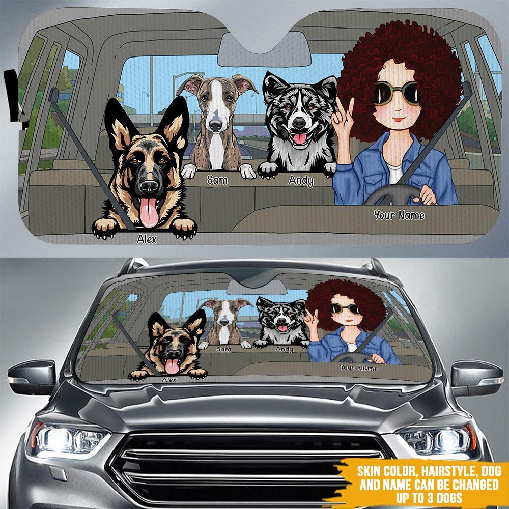 Dog Custom Sunshade A Girl And Her Dogs Personalized Gift - PERSONAL84