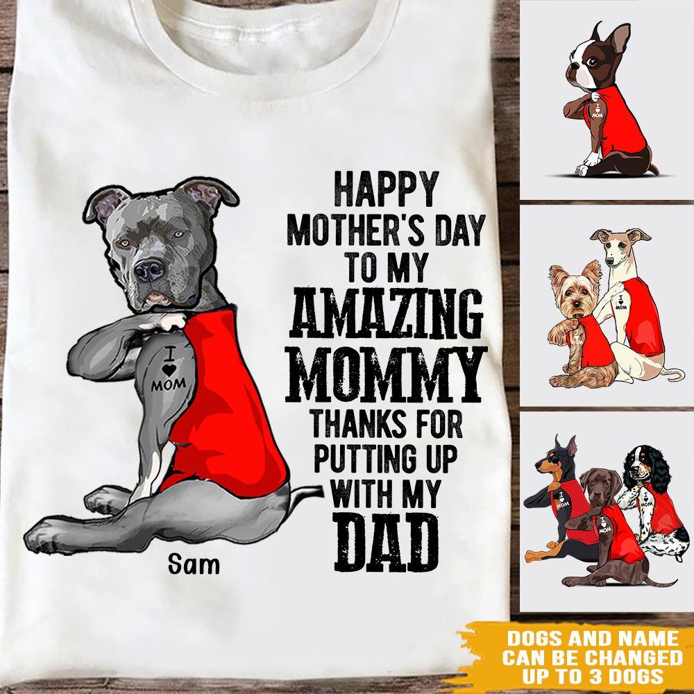 Dog Custom T Shirt Happy Mother's Day To The Best Dog Mom Personalized Gift