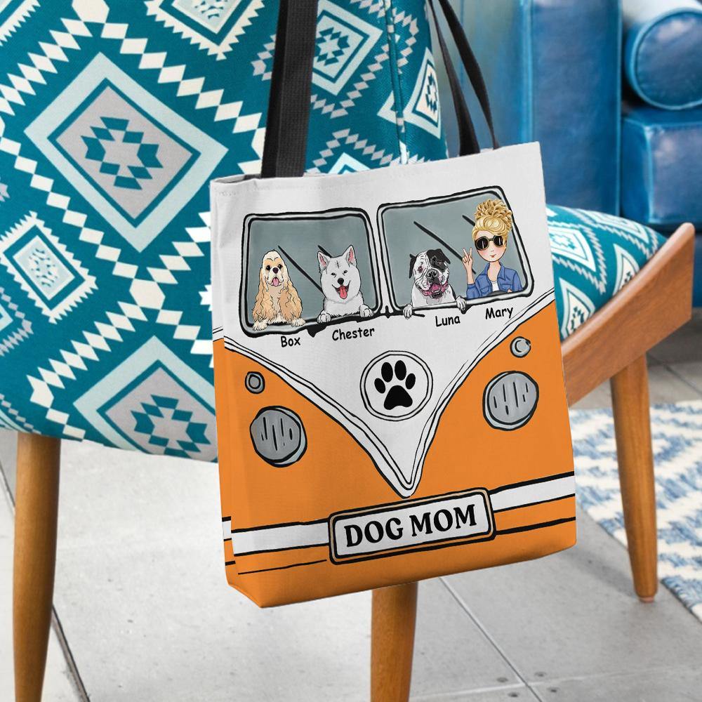 Custom Canvas Tote Bag Gift For Dog Mom