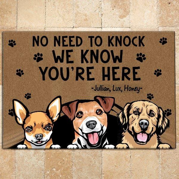 Dog Doormat Customized Name And Breed No Need To Knock We Know You're Here Personalized Gift - PERSONAL84