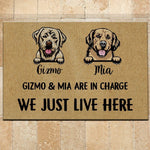 Dog Doormat Customized Name And Breed We Just Live Here - PERSONAL84