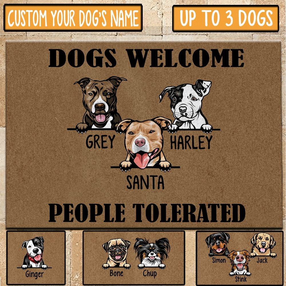 Dog Doormat Customized Name And Breed Welcome People Tolerated - PERSONAL84