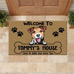 Dog Doormat Customized Name And Breed Welcome To Dog's House Human Live Here Too - PERSONAL84