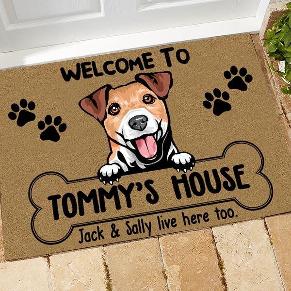 Dog Doormat Customized Name And Breed Welcome To Dog's House Human Live Here Too - PERSONAL84