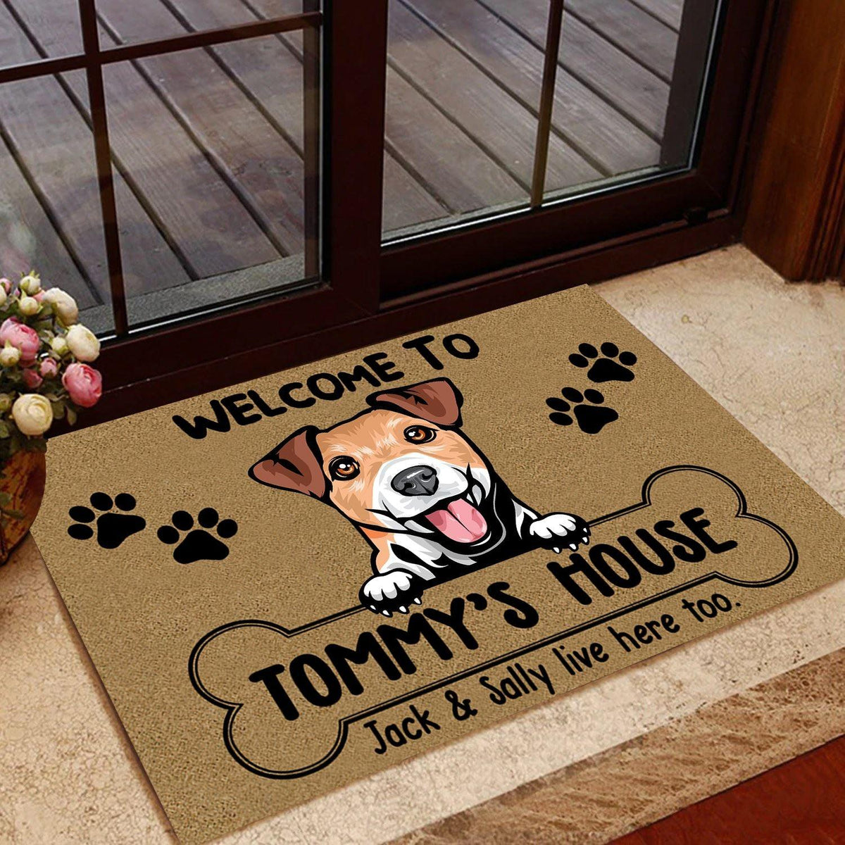 Dog Doormat Customized Name And Breed Welcome To Dog's House Human Live Here Too - PERSONAL84