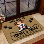 Dog Doormat Customized Name And Breed Welcome To Dog's House Human Live Here Too - PERSONAL84