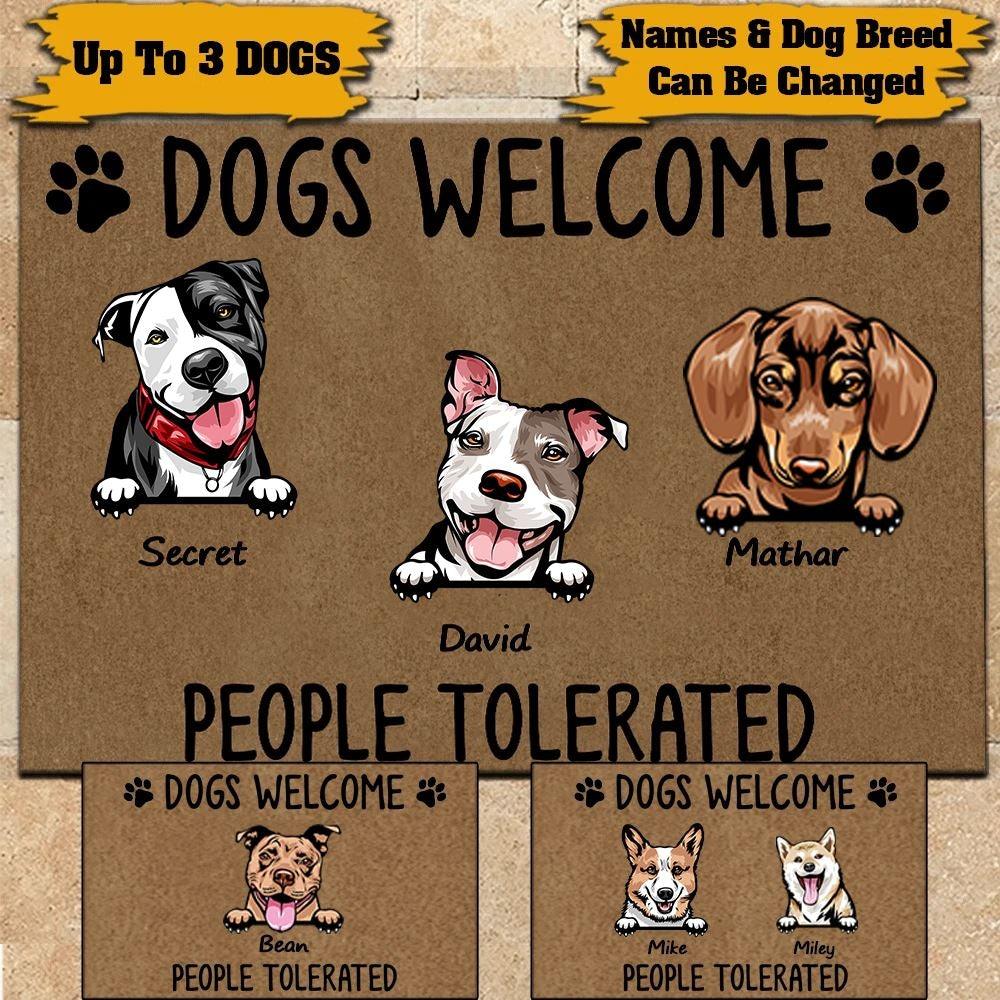 Dog Doormat Customized Names and Breeds Dogs Welcome People Tolerated - PERSONAL84