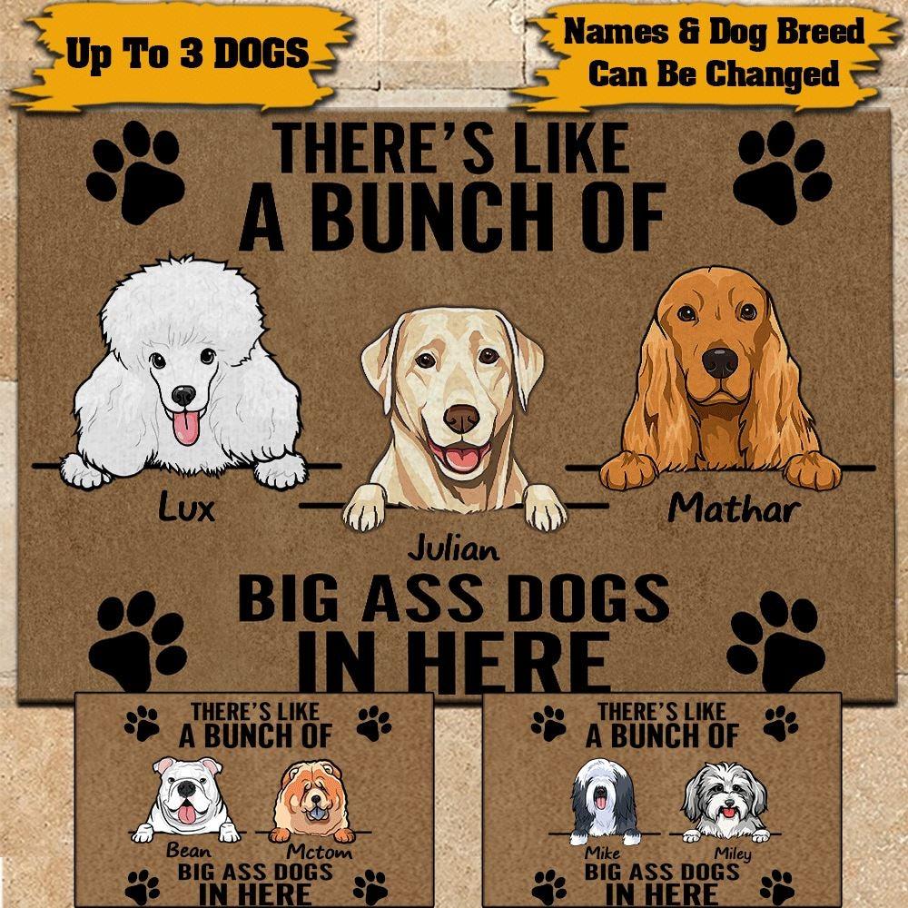 Dog Doormat Customized Names and Breeds There's Like A Bunch Of Big Ass Dogs In Here - PERSONAL84