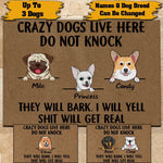 Dog Doormat Personalized Name And Breed Crazy Dogs Live Here - PERSONAL84