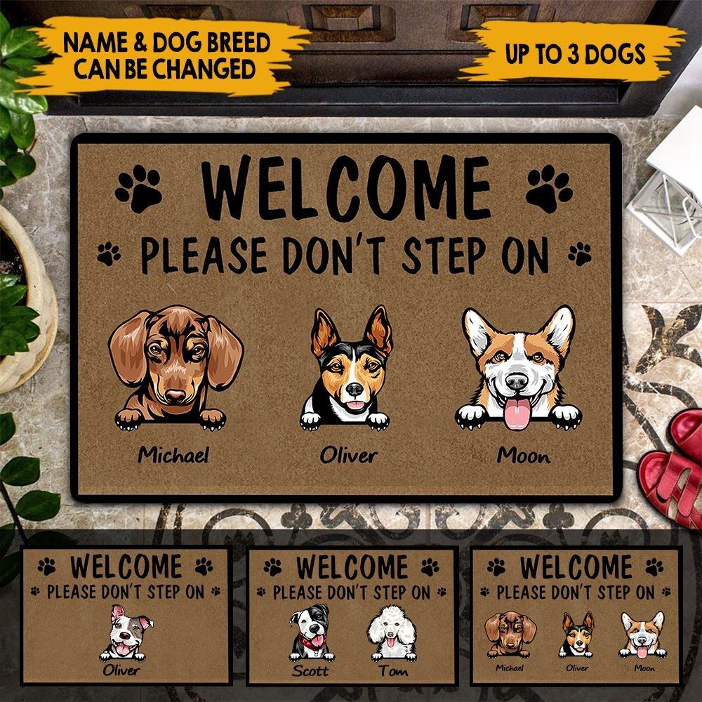 Dog Doormat Personalized Names and Breeds Welcome Please Don't Step On My Dog Personalized Gift - PERSONAL84
