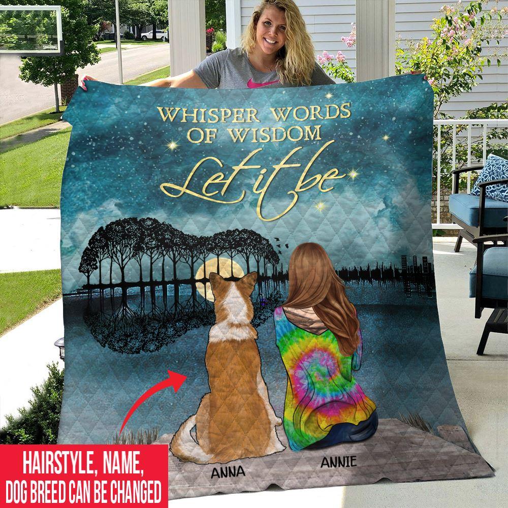 Dog, Hippie Blanket Customized Name And Breed Let It Be - PERSONAL84