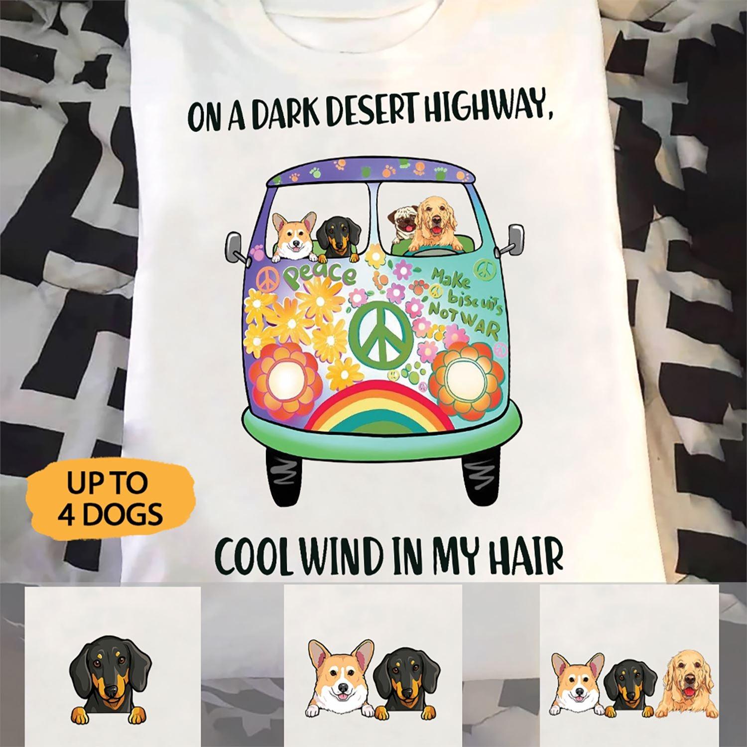 Dog, Hippie Shirt Personalized Name And Breed On A Dark Desert Highway - PERSONAL84