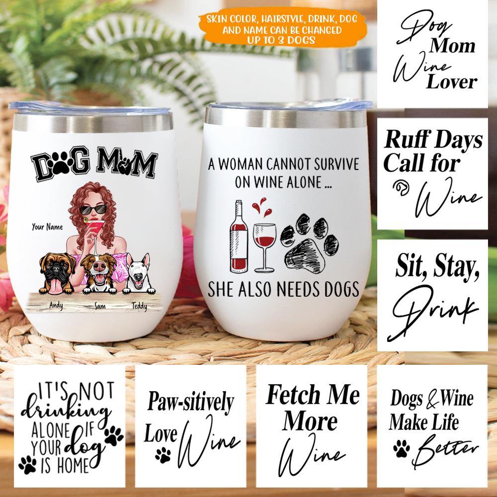 Dog Mom Custom Wine Tumbler Wine Lover Personalized Gift - PERSONAL84