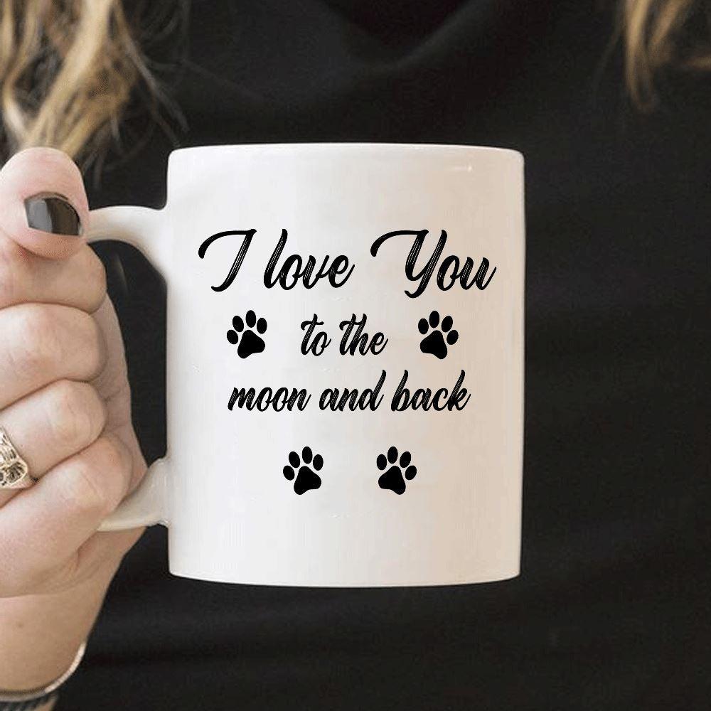 Dog Mug Personalized Name And Breed I Love You To The Moon And Back - PERSONAL84