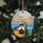 Dog Oval Ornament Personalized Name And Breed You Left A Paw Print On Our Hearts - PERSONAL84