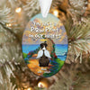 Dog Oval Ornament Personalized Name And Breed You Left A Paw Print On Our Hearts - PERSONAL84
