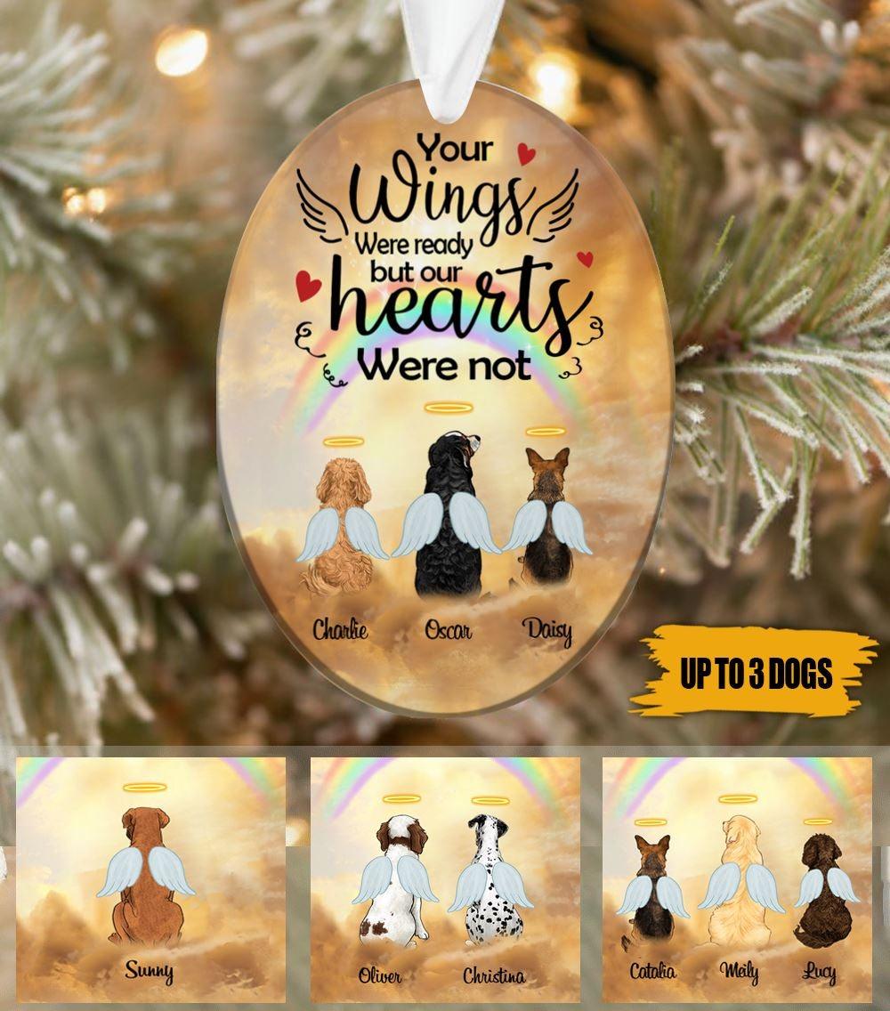 Dog Oval Ornament Personalized Name And Breed Your Wings Were Ready - PERSONAL84
