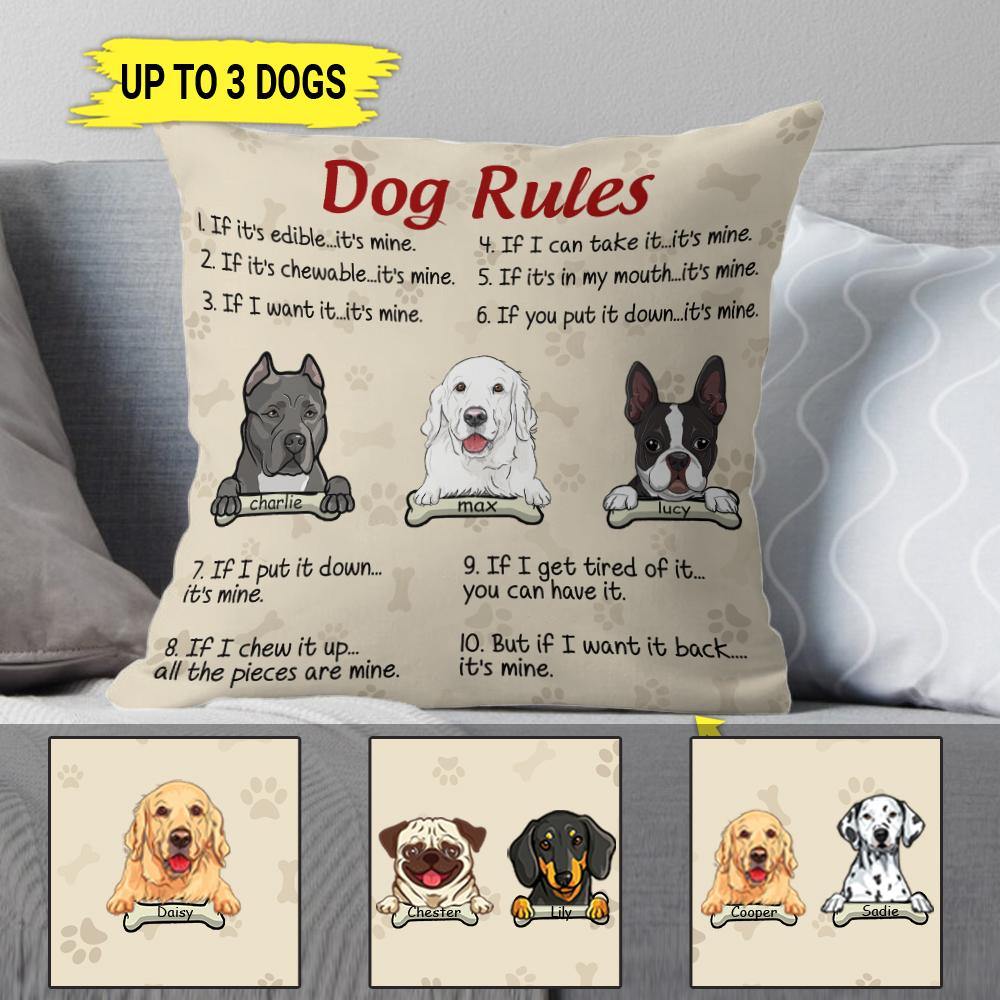 Dog Pillow Customized Dog Rules Personalized Gift - PERSONAL84