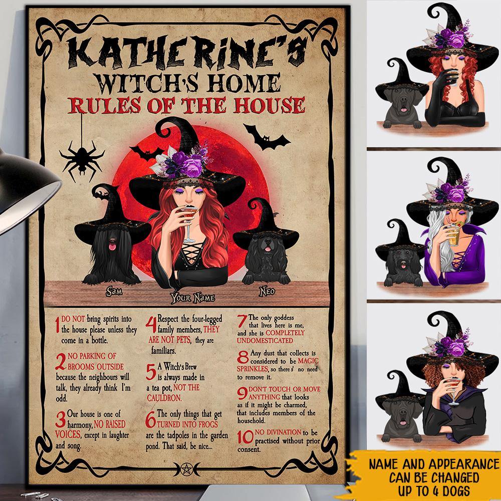 Dog Witch Custom Poster Witch's Home Rules Of The House Personalized Gift - PERSONAL84
