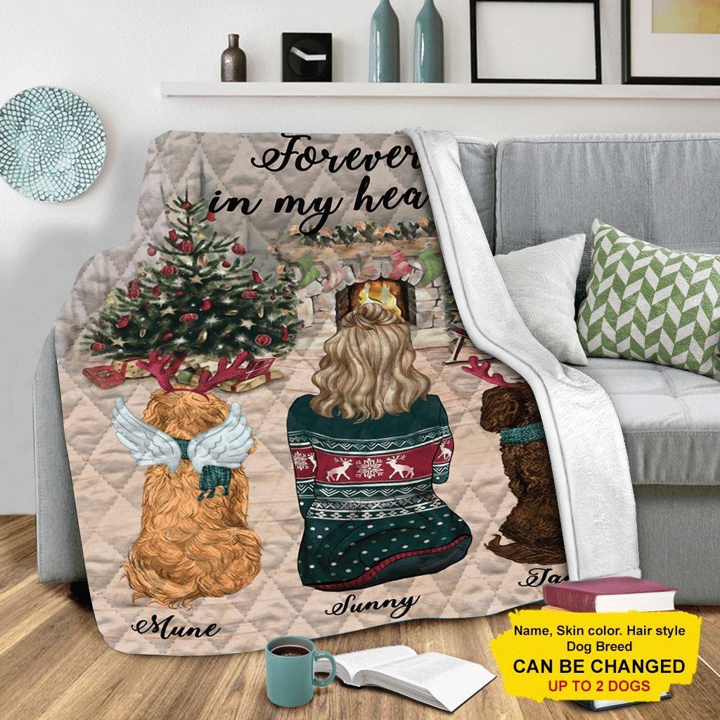 Dogs Blanket Customized Name And Breed Forever In My Heart Christmas Holiday - PERSONAL84